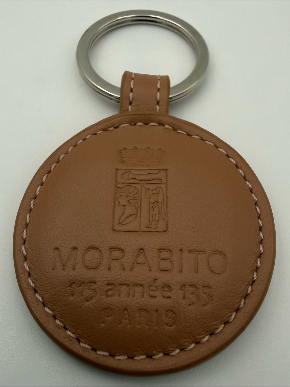 🐢MORABITO 1905 PARIS • Brown Leather Keychain Bag Charm • Made in ITALY
